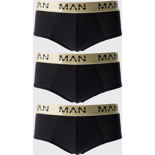 Pack Man Roman Gold Waistband Briefs In Black - boohoo - Modalova