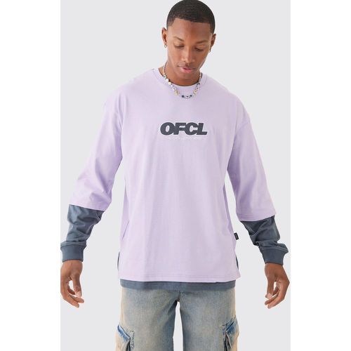 T-shirt oversize slavata pesante OFCL con finto doppio livello - boohoo - Modalova