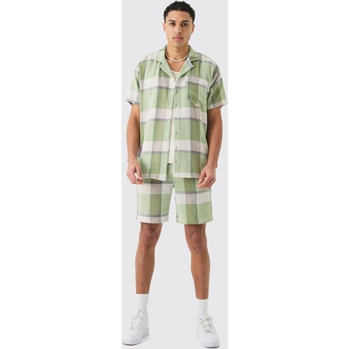 Pantalón Corto Y Camisa Oversize Texturizada De Cuadros - boohoo - Modalova