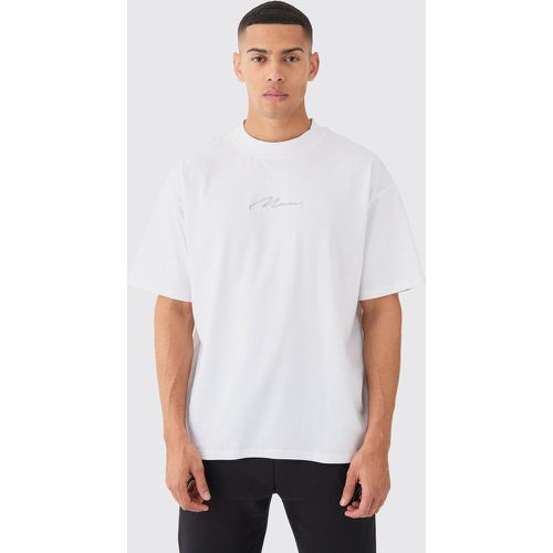 T-shirt oversize Basic con girocollo esteso e firma Man - boohoo - Modalova