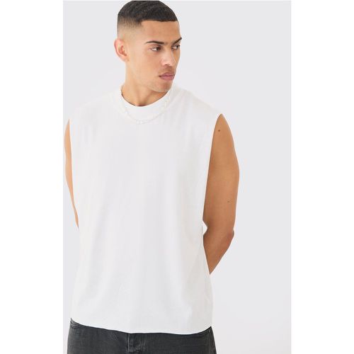 Oversized Boxy Tank, Blanco - boohoo - Modalova