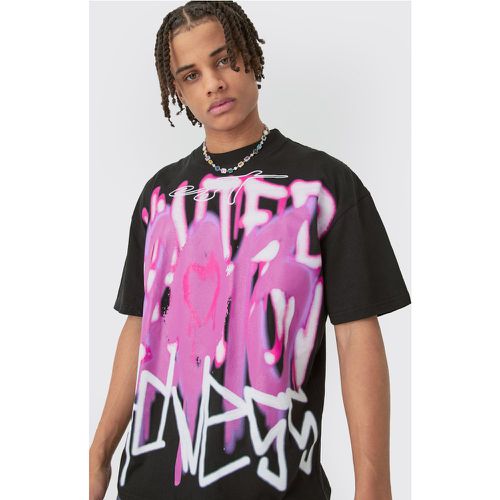 T-shirt oversize con stampa stile Graffiti a grande scala - boohoo - Modalova