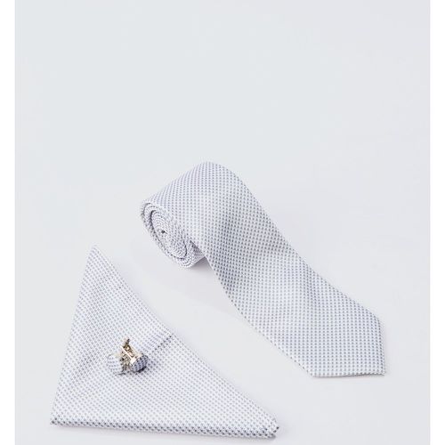 Cravatta Slim Fit, fazzoletto da taschino e gemelli in chiaro - boohoo - Modalova