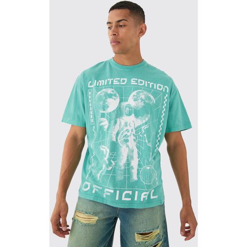 Camiseta Oversize Desteñida Con Estampado Gráfico De Astronauta - boohoo - Modalova
