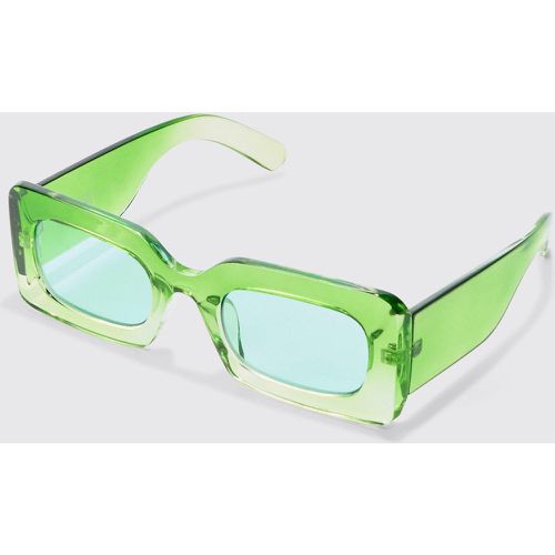 Ombre Rectangular Sunglasses In Green - boohoo - Modalova