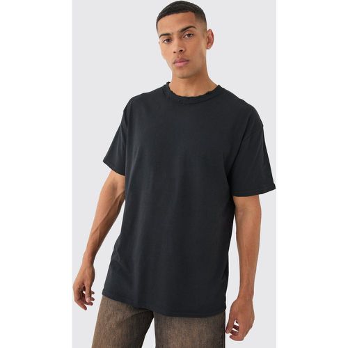 Oversized Distressed T-Shirt, Negro - boohoo - Modalova