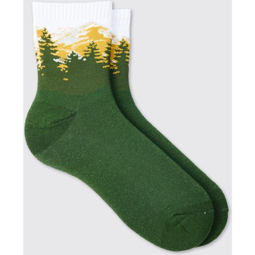 Scenic Print Socks, Verde - boohoo - Modalova