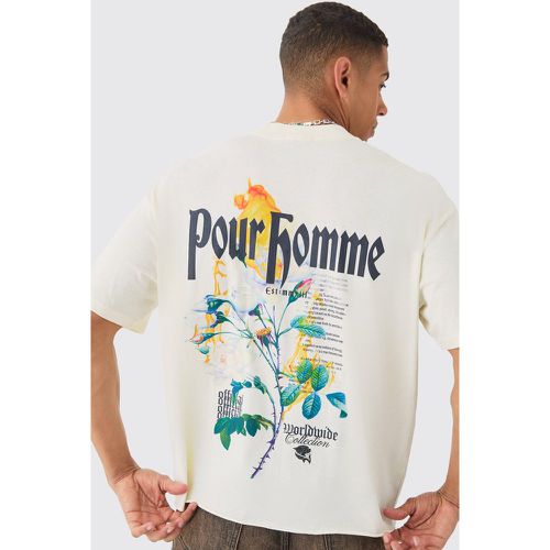 T-shirt squadrata oversize con stampa a fiori e girocollo esteso - boohoo - Modalova