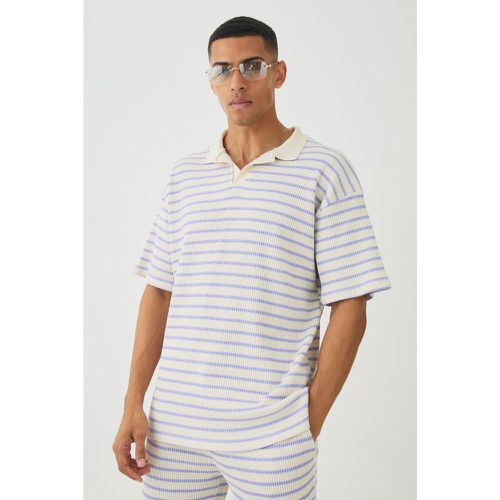 Polo oversize con rever, Azzurro - boohoo - Modalova