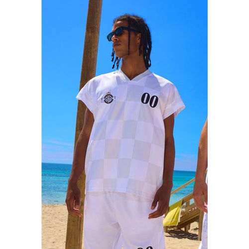 Oversized Rugby Dropped Shoulder Checkerboard Pique T-shirt - boohoo - Modalova