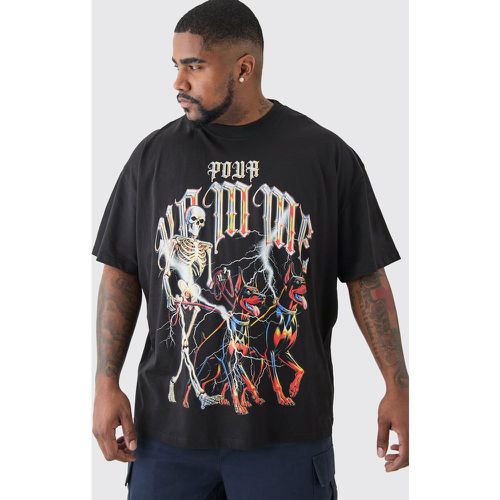 T-shirt Plus Size Pour Homme nera con scheletro di cane - boohoo - Modalova