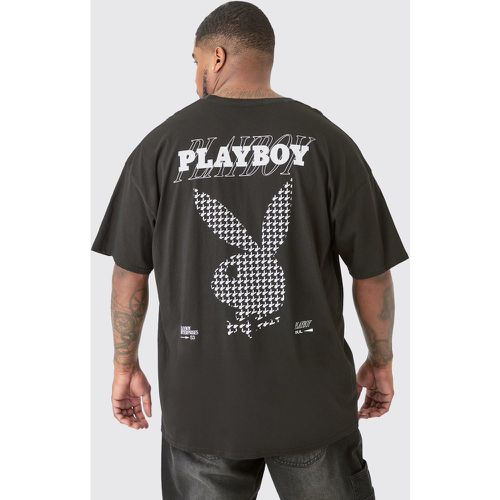 T-shirt Plus Size nera con stampa di Playboy a quadri - boohoo - Modalova