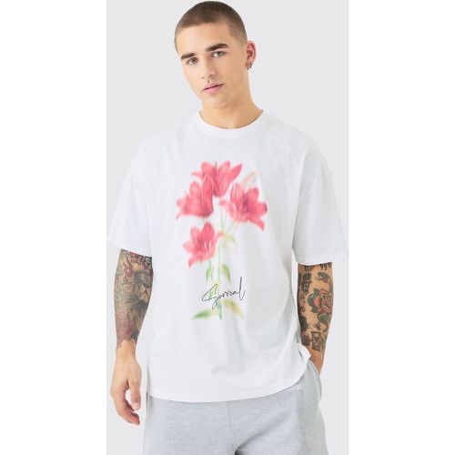 Camiseta Oversize Con Estampado De Flores Difuminadas - boohoo - Modalova