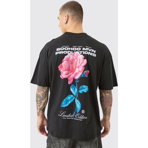 Camiseta Oversize Con Cuello Extendido Y Estampado De Flores - boohoo - Modalova
