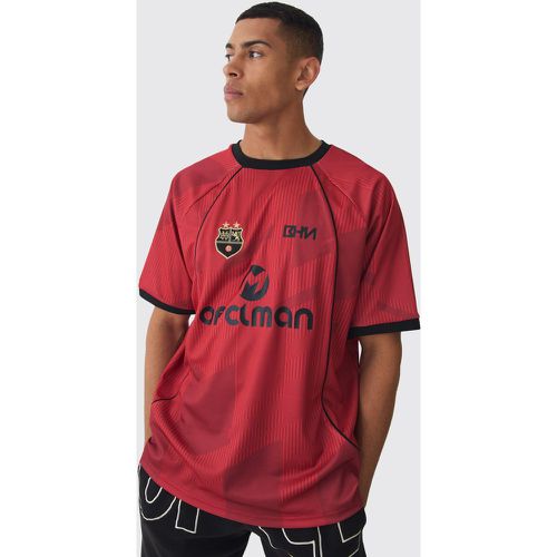 T-shirt da calcio oversize in rete con maniche raglan a contrasto e cordoncino - boohoo - Modalova