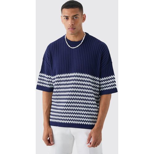 Oversized Stripe Knitted T-shirt - boohoo - Modalova