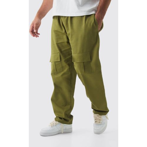 Pantalón Plus Recto De Sarga Cargo Sobreteñido Con Bolsillo Frontal - boohoo - Modalova