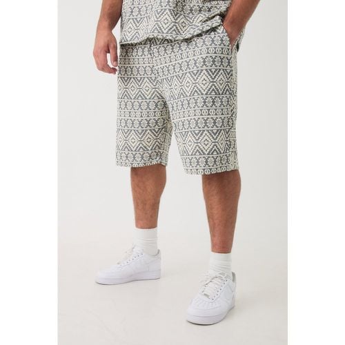 Pantalón Corto Plus Holgado De Jacquard Con Cintura Elástica Y Estampado Abstracto - boohoo - Modalova