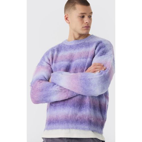 Maglione squadrato oversize in maglia spazzolata a righe - boohoo - Modalova