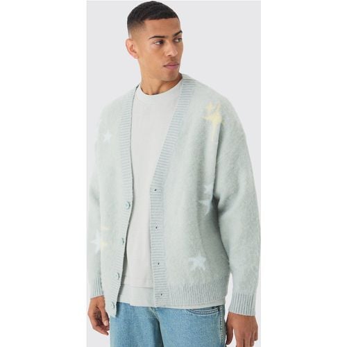 Cárdigan Oversize Recto De Punto Cardado Con Estrellas - boohoo - Modalova