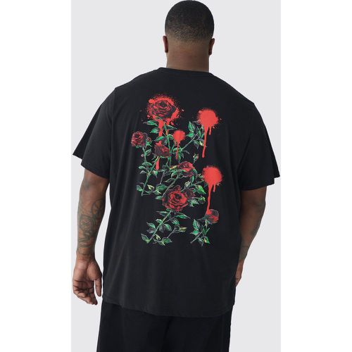 T-shirt Plus Size con stampa di rose e fiori sul retro - boohoo - Modalova