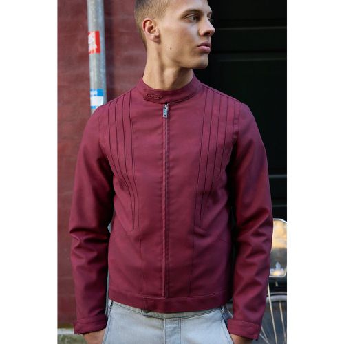 Giacca stile Biker Man in PU slavato tono su tono bordeaux - boohoo - Modalova