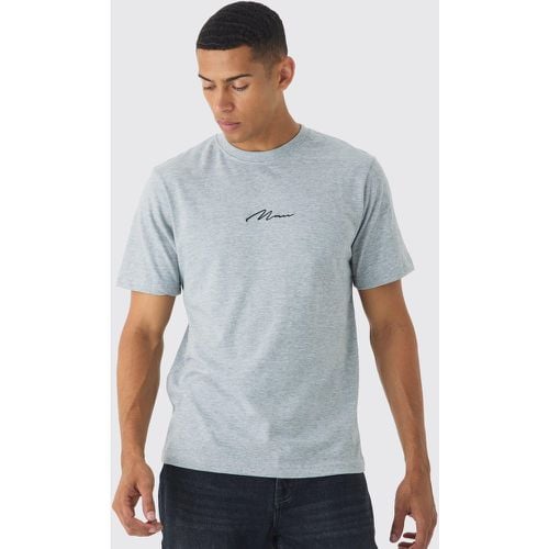 T-shirt Basic con firma Man, Grigio - boohoo - Modalova