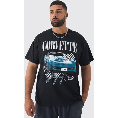 T-shirt Plus Size nera ufficiale con stampa Corvette - boohoo - Modalova