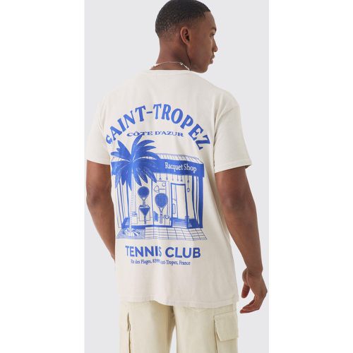 T-shirt oversize con stampa Saint Tropez e girocollo esteso - boohoo - Modalova
