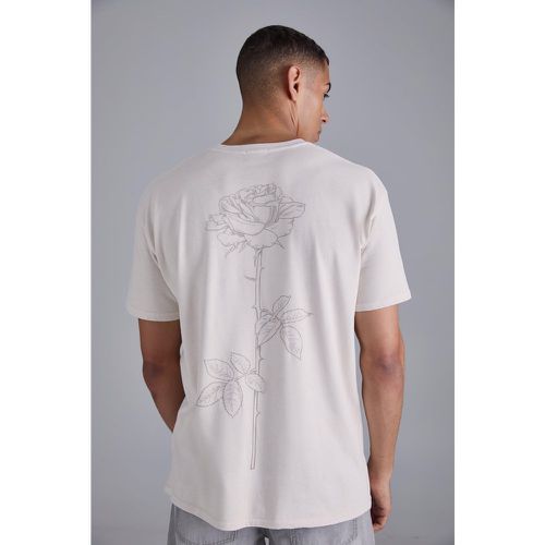 T-shirt con stampa di rose e stelo disegnato a linee - boohoo - Modalova