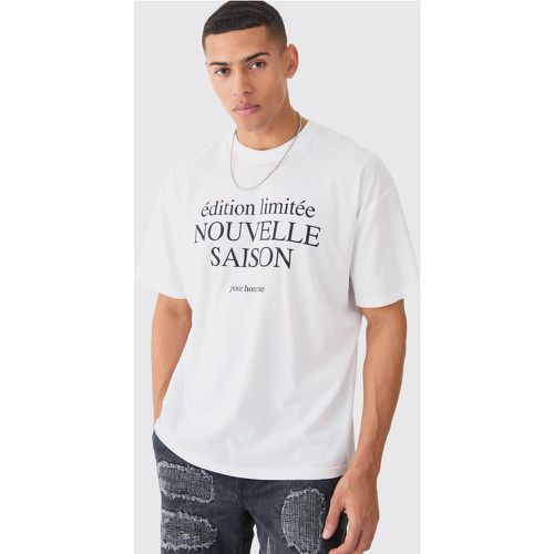 T-shirt oversize con slogan, Bianco - boohoo - Modalova