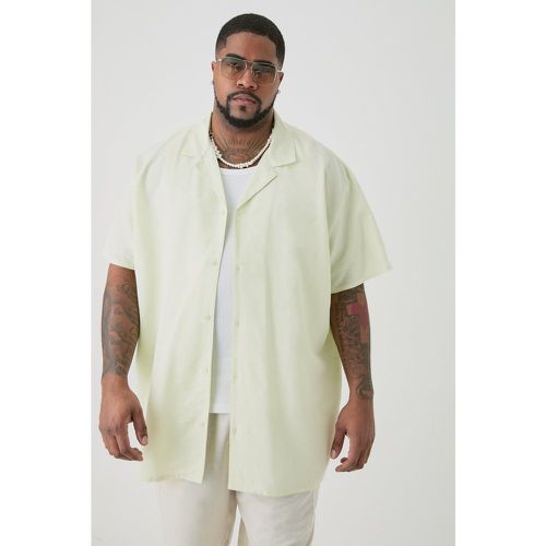 Camicia Plus Size oversize in lino con rever - boohoo - Modalova