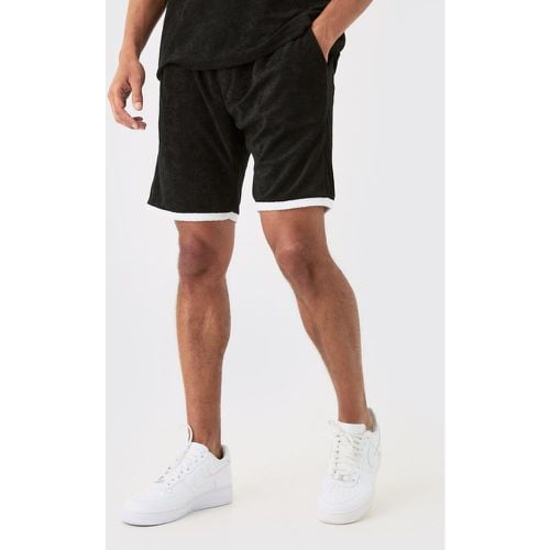 Relaxed Fit Mid Contrast Towelling Shorts - boohoo - Modalova