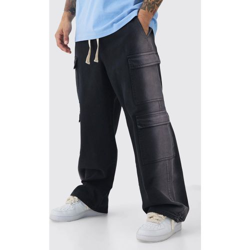 Pantaloni da paracadutista slavati con laccetti in vita elasticizzati a contrasto - boohoo - Modalova