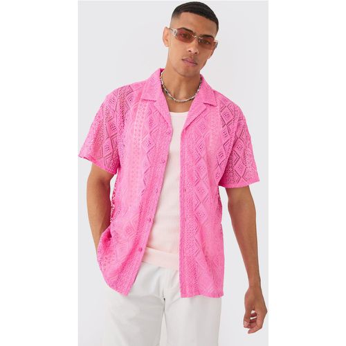 Boxy Crochet Look Shirt, Pink - boohoo - Modalova