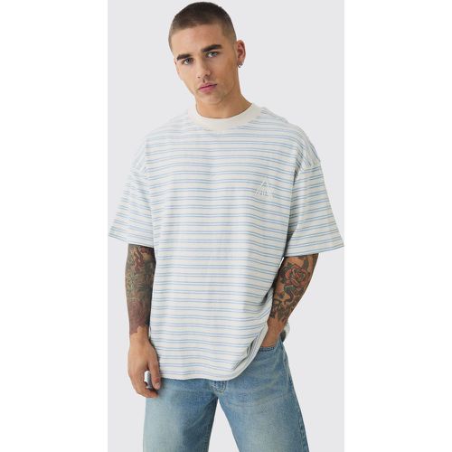 Man Oversized Ribbed Striped T-Shirt - boohoo - Modalova