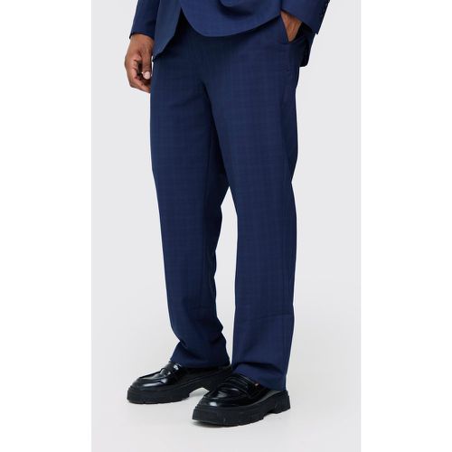 Plus Dark Blue Check Regular Fit Suit Trouser - boohoo - Modalova