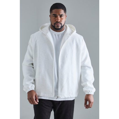 Plus Textured Cotton Jacquard Smart Hooded Jacket - boohoo - Modalova