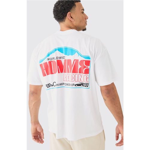 T-shirt oversize con stampa Homme Racing - boohoo - Modalova