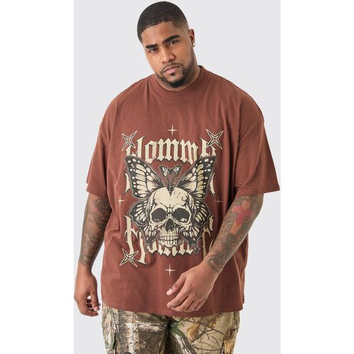 Camiseta Plus Oversize Color Chocolate Con Estampado Gráfico Homme De Calavera - boohoo - Modalova