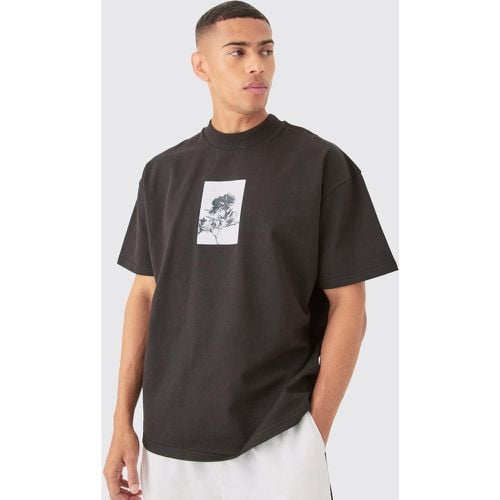 Camiseta Oversize De Tela Jersey Súper Gruesa Con Estampado Gráfico De Flores - boohoo - Modalova