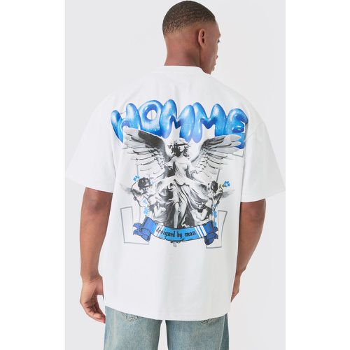 T-shirt oversize super pesante in jersey con grafica Homme - boohoo - Modalova