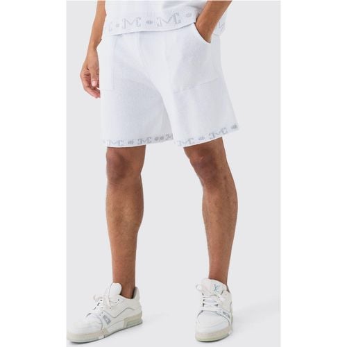 Pantaloncini rilassati in maglia bianchi con dettagli in jacquard - boohoo - Modalova