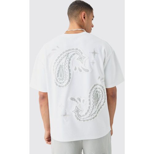 T-shirt oversize pesante in fantasia cachemire con applique in tessuto - boohoo - Modalova