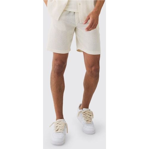 Pantalón Corto Texturizado Con Cintura Elástica Y Estampado De Cuadros - boohoo - Modalova