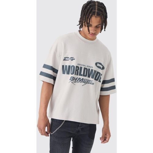 T-shirt squadrata oversize Worldwide con trama a nido d'ape - boohoo - Modalova