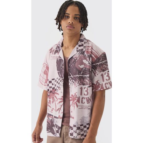 Camisa Oversize Con Estampado De Motociclismo - boohoo - Modalova