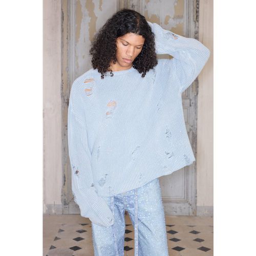 Maglione Premium oversize in maglia a coste effetto smagliato - boohoo - Modalova