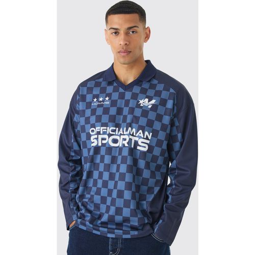 Maglia da calcio oversize Official a scacchiera a maniche lunghe - boohoo - Modalova