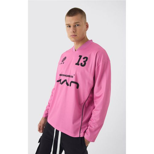 Top Oversize Man De Manga Larga Con Estampado De Fútbol - boohoo - Modalova